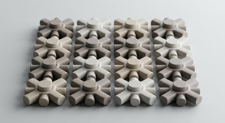 Abstract arrangement of industrial components representing efficient production processes.