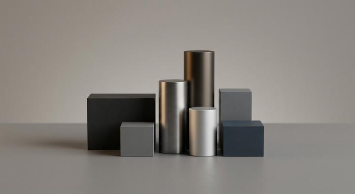 Abstract 3D geometric shapes representing precise dimensional alignment