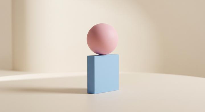 Abstract 3D geometric art representing kinetic balanced forces