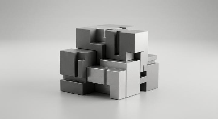 Abstract 3D geometric block visualization representing high-precision tool steel and modular die inserts.