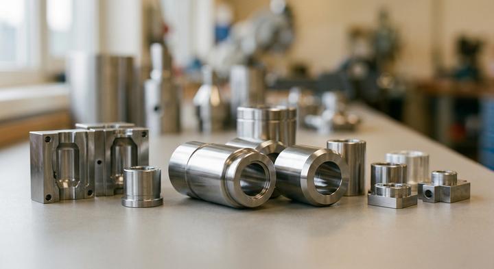 Polished high-grade metal tooling components representing quality stamping standards