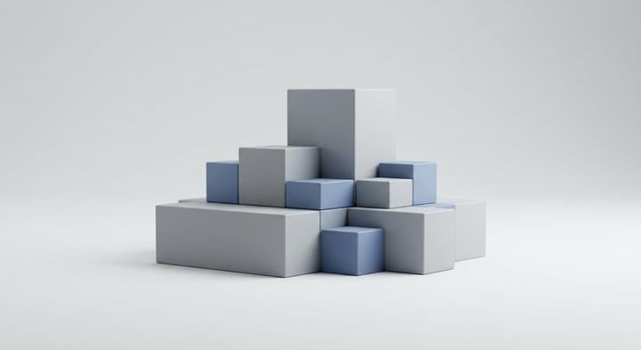 Abstract 3D geometric concept representing precision manufacturing alignment