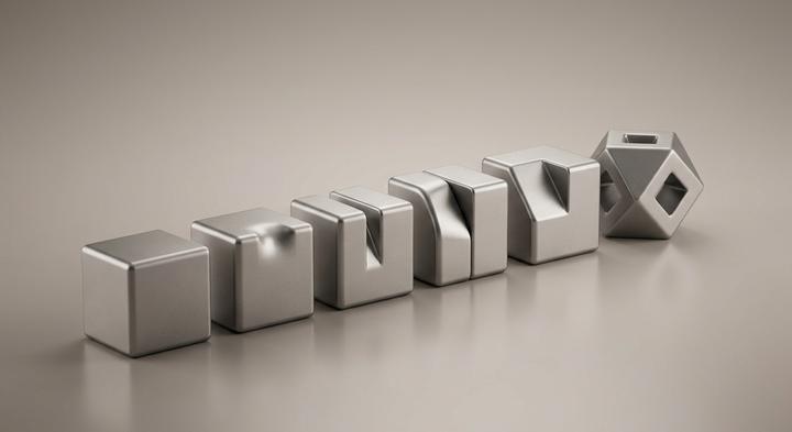 Abstract 3D geometric block sequence representing progressive die stages
