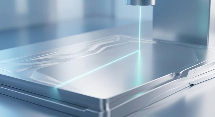 Abstract representation of high-tech laser scanning for surface flatness and precision